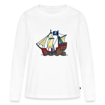 Corsaire - T-shirt manches longues Premium bio Femme - blanc - Devant - Julia (174cm)