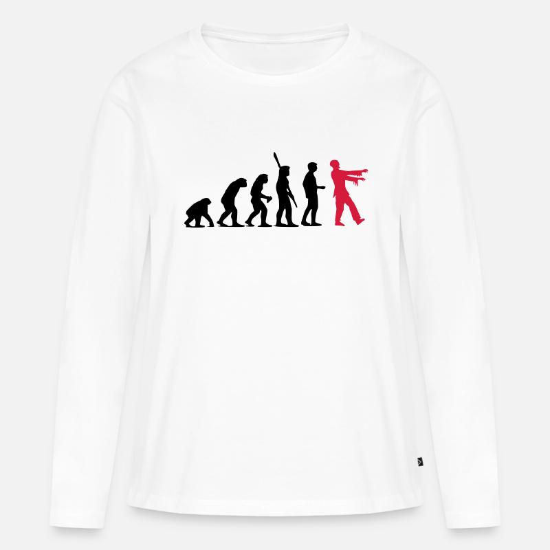 Zombie Evolution (zweifarbig) - Frauen Premium Bio Langarmshirt - Weiß
