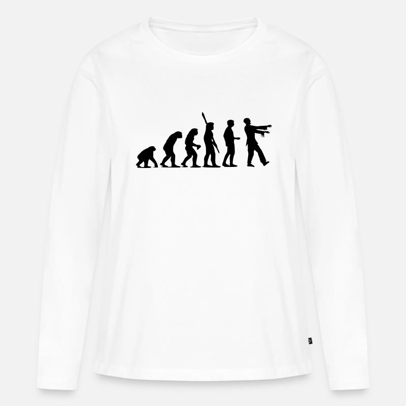 Zombie Evolution (einfarbig) - Frauen Premium Bio Langarmshirt - Weiß