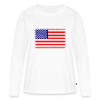 drapeau américain - T-shirt manches longues Premium bio Femme - blanc - Devant - Julia (174cm)