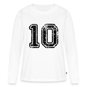 10 - Nummer - Frauen Premium Bio Langarmshirt - Weiß - Vorne - Julia (174cm)