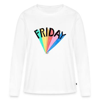 BuJa vendredi - T-shirt manches longues Premium bio Femme - blanc - Devant - Julia (174cm)