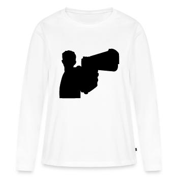 Mann mit Waffe - Frauen Premium Bio Langarmshirt - Weiß - Vorne - Julia (174cm)
