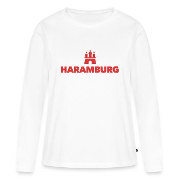 Haramburg - Frauen Premium Bio Langarmshirt - Weiß - Vorne - Julia (174cm)