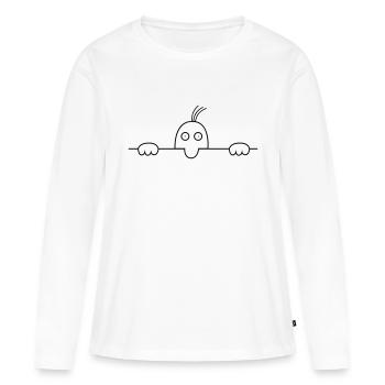 Petit Bonhomme derrière une ligne - T-shirt manches longues Premium bio Femme - blanc - Devant - Julia (174cm)