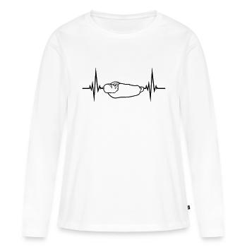frequenz herzschlag hot dog puls bratwurst broetch - Frauen Premium Bio Langarmshirt - Weiß - Vorne - Julia (174cm)