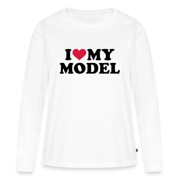 Model - T-shirt manches longues Premium bio Femme - blanc - Devant - Julia (174cm)