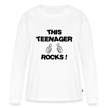 adolescent / enfant / ado / adolescente - T-shirt manches longues Premium bio Femme - blanc - Devant - Julia (174cm)