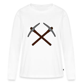 2 croix logo pioche piocher exploitation minière m - T-shirt manches longues Premium bio Femme - blanc - Devant - Julia (174cm)