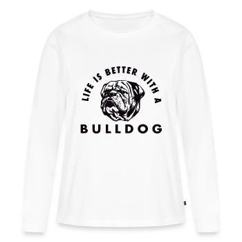 Bulldog - Frauen Premium Bio Langarmshirt - Weiß - Vorne - Julia (174cm)