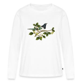 Bunter Vogel - Frauen Premium Bio Langarmshirt - Weiß - Vorne - Julia (174cm)