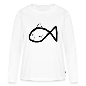 Poisson - T-shirt manches longues Premium bio Femme - blanc - Devant - Julia (174cm)