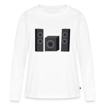 Haut-parleurs boîtes - T-shirt manches longues Premium bio Femme - blanc - Devant - Julia (174cm)