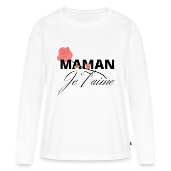 Maman, je t'aime - T-shirt manches longues Premium bio Femme - blanc - Devant - Julia (174cm)