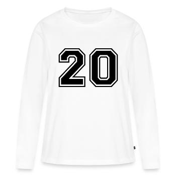 Numero 20 Équipe Foot baseball basket université - T-shirt manches longues Premium bio Femme - blanc - Devant - Julia (174cm)