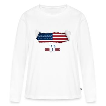 Indépendance du 4 juillet - T-shirt manches longues Premium bio Femme - blanc - Devant - Julia (174cm)