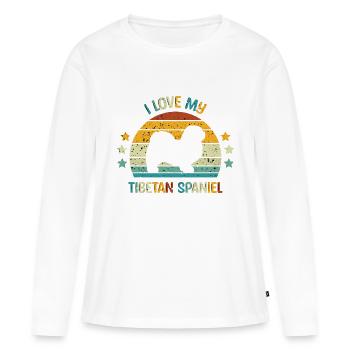 Epagneul Tibétain - T-shirt manches longues Premium bio Femme - blanc - Devant - Julia (174cm)