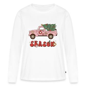 Saison Saison Noël Rétro Chanson de Noël - T-shirt manches longues Premium bio Femme - blanc - Devant - Julia (174cm)