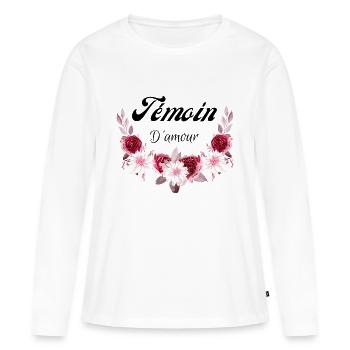 témoin d'amour - T-shirt manches longues Premium bio Femme - blanc - Devant - Julia (174cm)