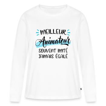 Meilleur animateur du monde Humour cadeau de anima - T-shirt manches longues Premium bio Femme - blanc - Devant - Julia (174cm)