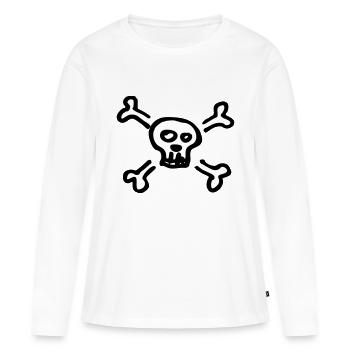 pirate skull - T-shirt manches longues Premium bio Femme - blanc - Devant - Julia (174cm)