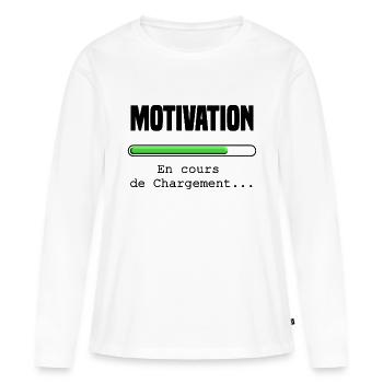Motivation en cours de chargement - T-shirt manches longues Premium bio Femme - blanc - Devant - Julia (174cm)