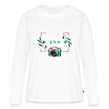 "Do yo do"-Kamera - Frauen Premium Bio Langarmshirt - Weiß - Vorne - Julia (174cm)