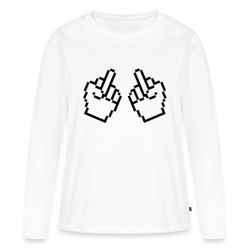 mittelfinger pixel - Frauen Premium Bio Langarmshirt - Weiß - Vorne - Julia (174cm)