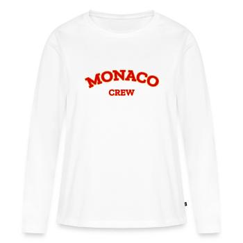 Monaco Crew - Monte Carlo - Mer Méditerranée - T-shirt manches longues Premium bio Femme - blanc - Devant - Julia (174cm)