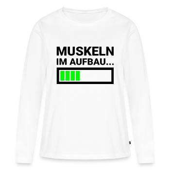 Renforcement musculaire Fitness Musculation Athlètes - T-shirt manches longues Premium bio Femme - blanc - Devant - Julia (174cm)