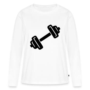 Haltère - T-shirt manches longues Premium bio Femme - blanc - Devant - Julia (174cm)
