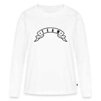 Équipe - T-shirt manches longues Premium bio Femme - blanc - Devant - Julia (174cm)