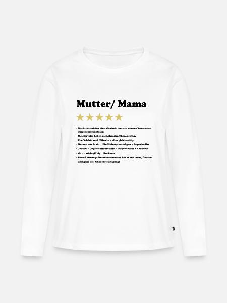Mutter 5 Sterne Bewertung - Frauen Premium Bio Langarmshirt - Weiß