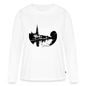 Danube à Ulm - T-shirt manches longues Premium bio Femme - blanc - Devant - Julia (174cm)
