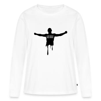 livewilddiefree - Frauen Premium Bio Langarmshirt - Weiß - Vorne - Julia (174cm)