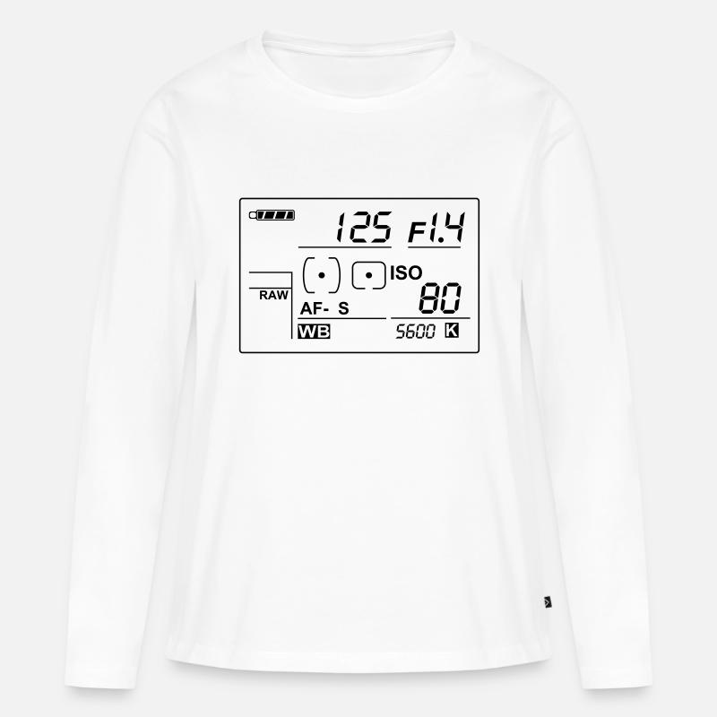 display2015 Einfarbig - Frauen Premium Bio Langarmshirt - Weiß