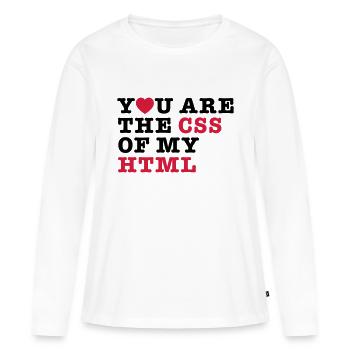 vous êtes le css de mon html - T-shirt manches longues Premium bio Femme - blanc - Devant - Julia (174cm)