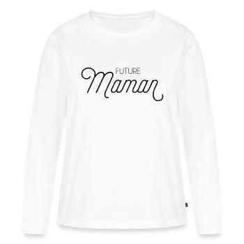 Future Maman - T-shirt manches longues Premium bio Femme - blanc - Devant - Julia (174cm)