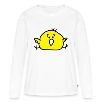 dickes Vögelchen - Frauen Premium Bio Langarmshirt - Weiß - Vorne - Julia (174cm)