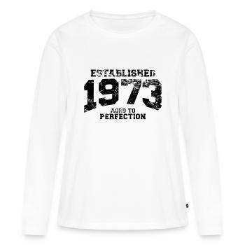 established 1973 - aged to perfection(fr) - T-shirt manches longues Premium bio Femme - blanc - Devant - Julia (174cm)