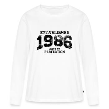 established 1986 - aged to perfection(fr) - T-shirt manches longues Premium bio Femme - blanc - Devant - Julia (174cm)