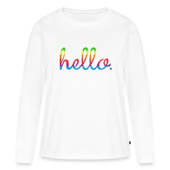 Hello Mac - T-shirt manches longues Premium bio Femme - blanc - Devant - Julia (174cm)