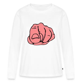 hand fist finger shows index finger - Women's Premium Organic Long Sleeve Shirt - white - Front - Julia (174cm)