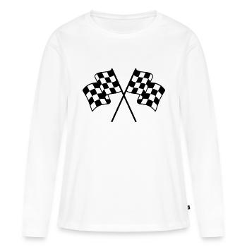 Checkered Flags 1 color - Women's Premium Organic Long Sleeve Shirt - white - Front - Julia (174cm)