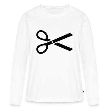 Schere - Frauen Premium Bio Langarmshirt - Weiß - Vorne - Julia (174cm)