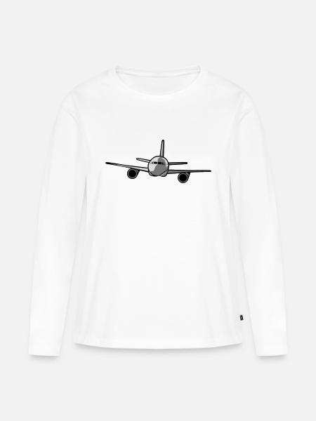 Flugzeug fliegen - Frauen Premium Bio Langarmshirt - Weiß