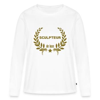 Sculpture / Sculpteur / Sculptrice / Art - T-shirt manches longues Premium bio Femme - blanc - Devant - Julia (174cm)
