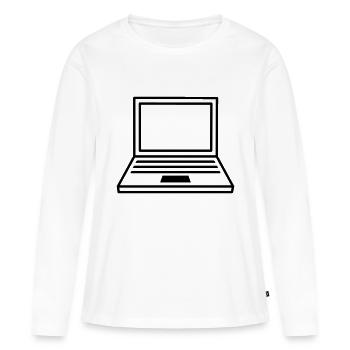 computer laptop notebook pc schreiben bildschirm m - Frauen Premium Bio Langarmshirt - Weiß - Vorne - Julia (174cm)