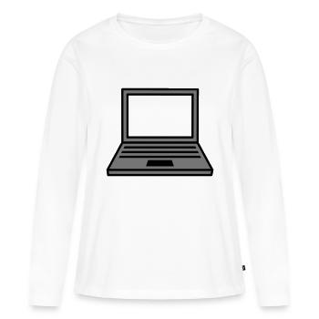computer laptop notebook pc schreiben bildschirm m - Frauen Premium Bio Langarmshirt - Weiß - Vorne - Julia (174cm)