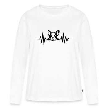 Bouledogue - T-shirt manches longues Premium bio Femme - blanc - Devant - Julia (174cm)